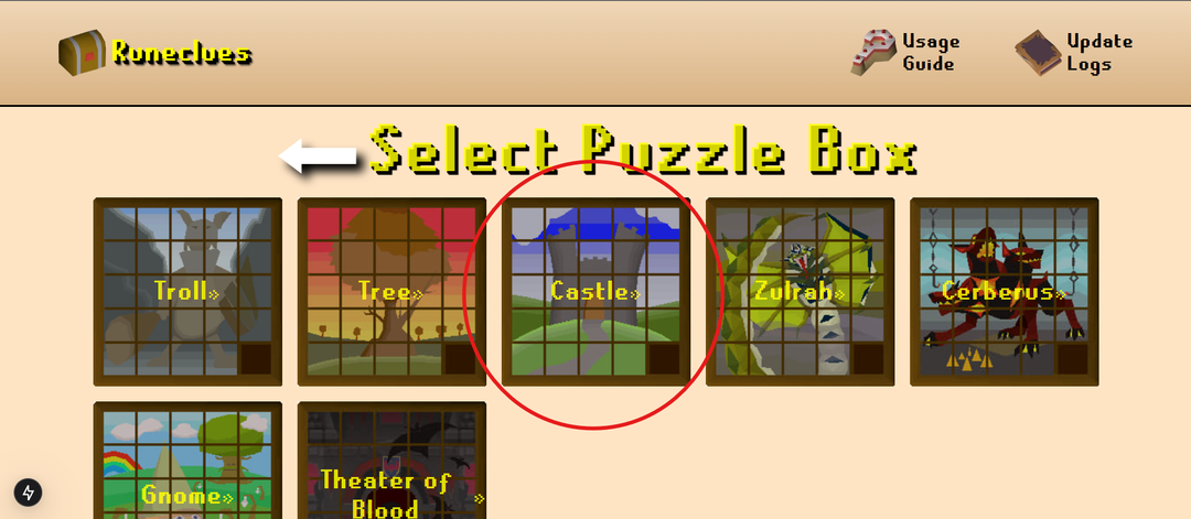 Image for the second step to using the slider solver, selecting the puzzle that you are solving